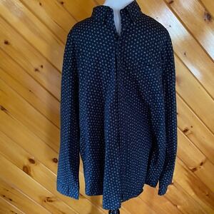 Hawker Rye Mens XXL Slim Fit Navy Blue Ditsy Floral Stretch Button Down Shirt